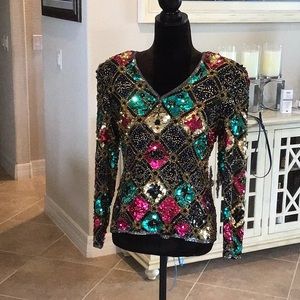 Joan Leslie Evenings vintage sequin top, size 8